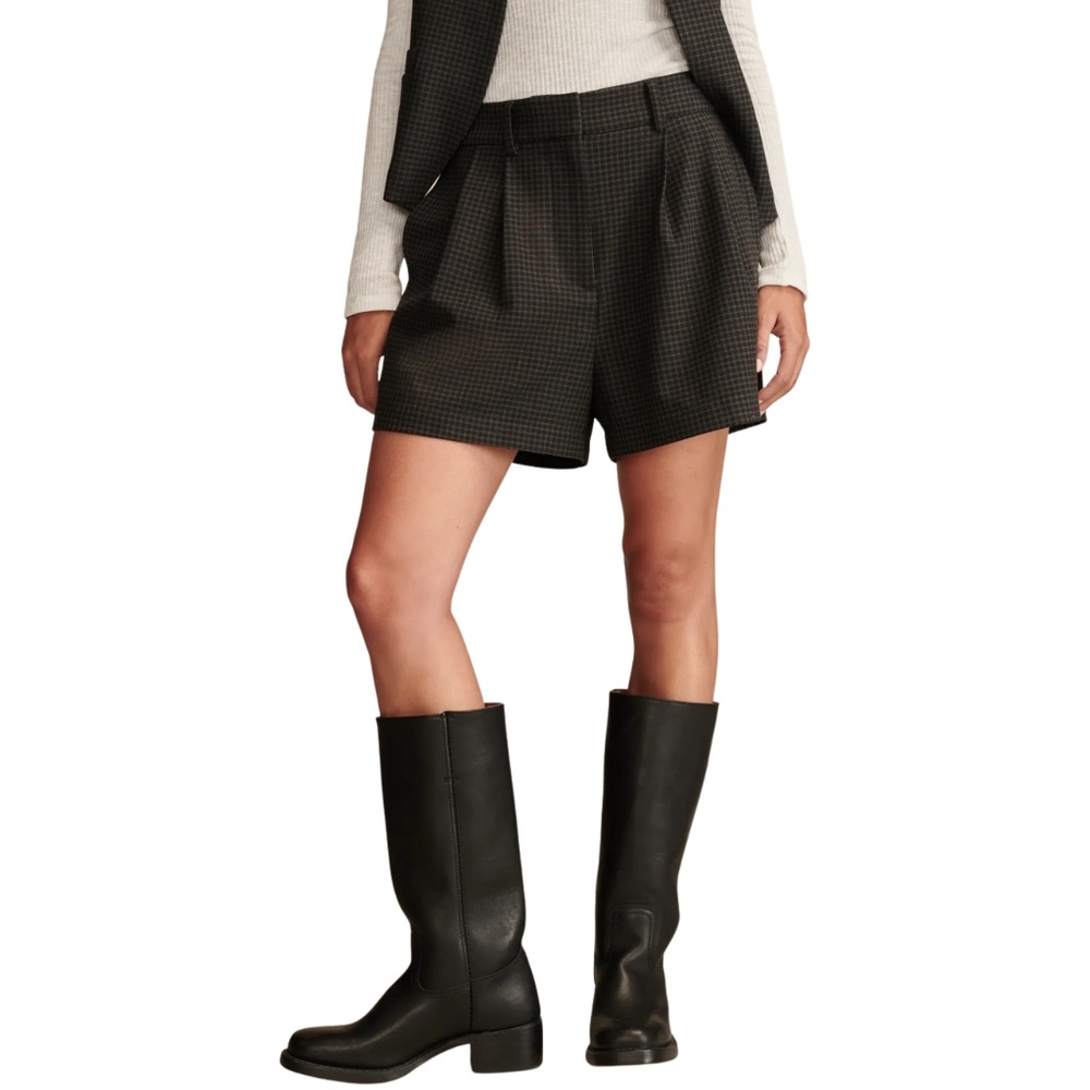 NWT Lucky Brand Women’s Tailored Pleated Shorts Check High Rise 29/8 Grey Black